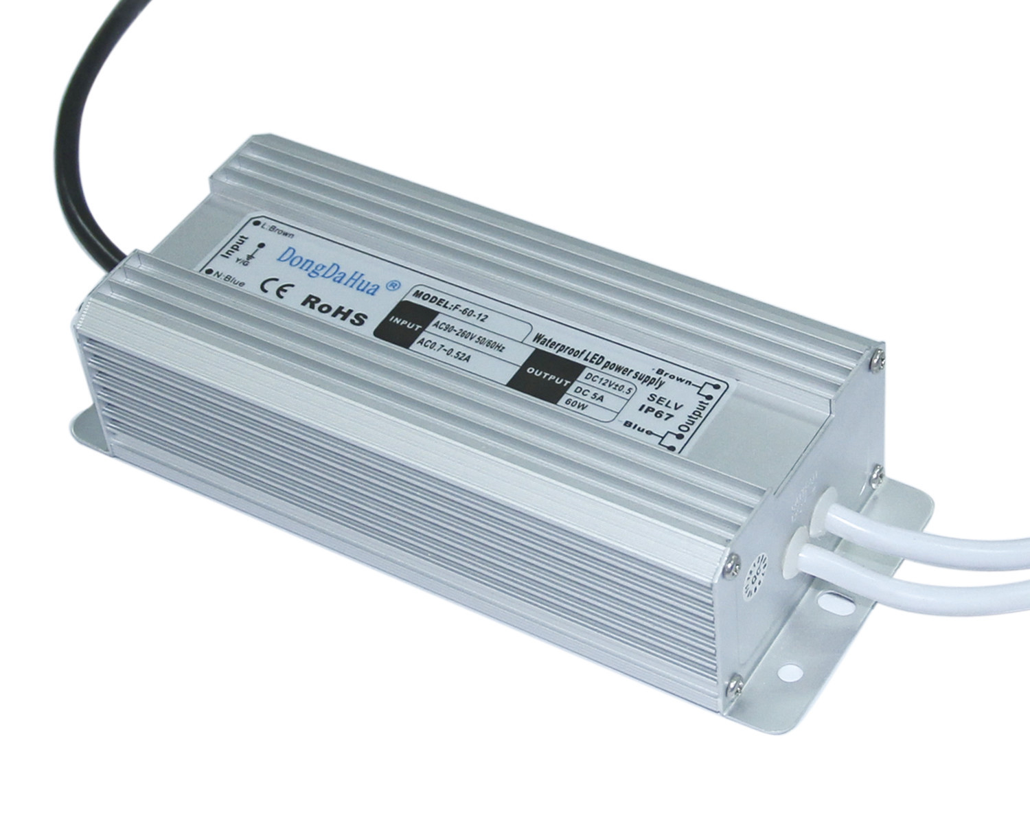 220v AC Waterproof AC To DC Switching Power Supply 60W , 24V DC LED Driver