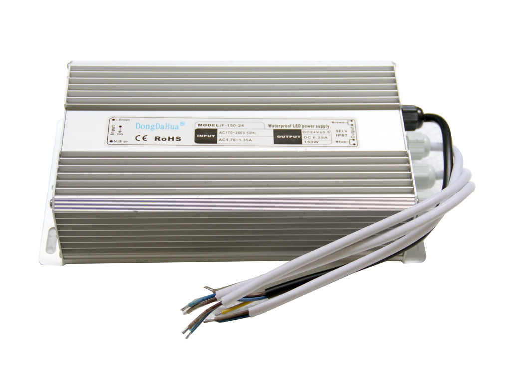 60Hz IP68 Waterproof LED Driver 150W 6.5A With Single Output , 24v LED Driver