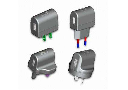 EU / US / UK / AU metal Plug-in 5v 1A Universal USB Power Adapter (OCP / OVP protection)