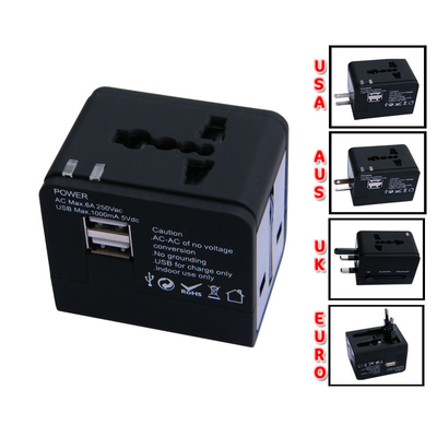 Light Universal USB Travel Charger Portable , 5V 1000mA  / 2 USB Interface