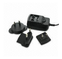 6W Green Universal AC Power Adapter with interchangeable plugs for mobile devices