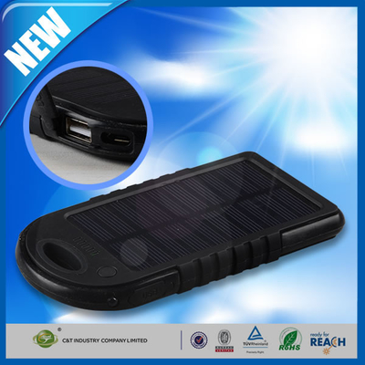 Dual USB Port Backup Power Bank , 5000mAh Solar Panel Backup External Battery