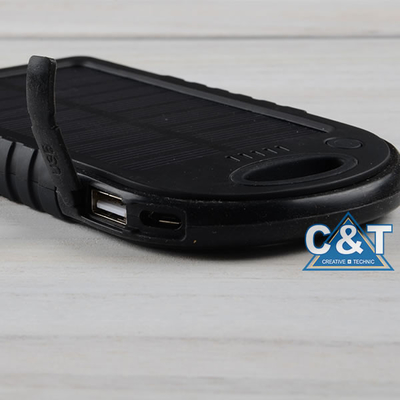 Dual USB Port Backup Power Bank , 5000mAh Solar Panel Backup External Battery
