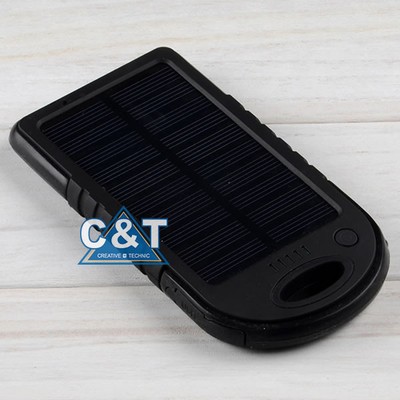 Dual USB Port Backup Power Bank , 5000mAh Solar Panel Backup External Battery