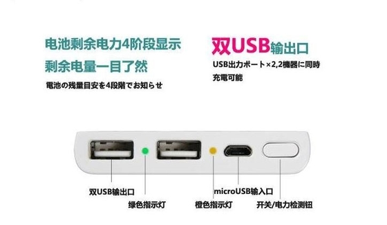 Black White 5V Mobile Power Supply / 7000MAH Portable Power Bank