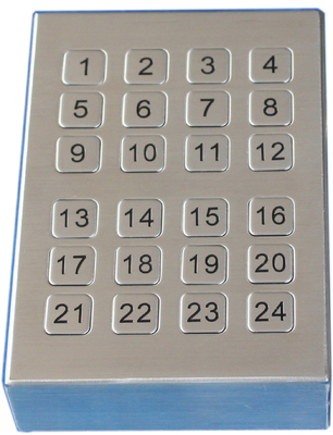 Rugged vandalism USB desktop brushed Metal Keypad with 24 flat Keys