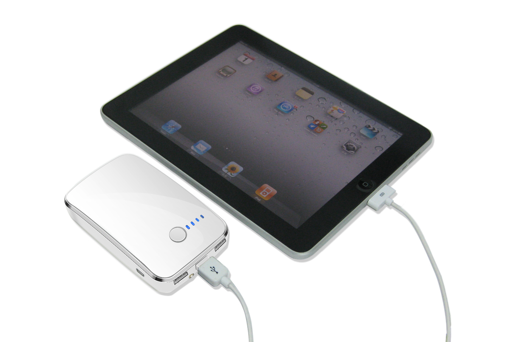 White Portable Battery Power Packs with USB connectors for Ipod, Ipad , mobile phone