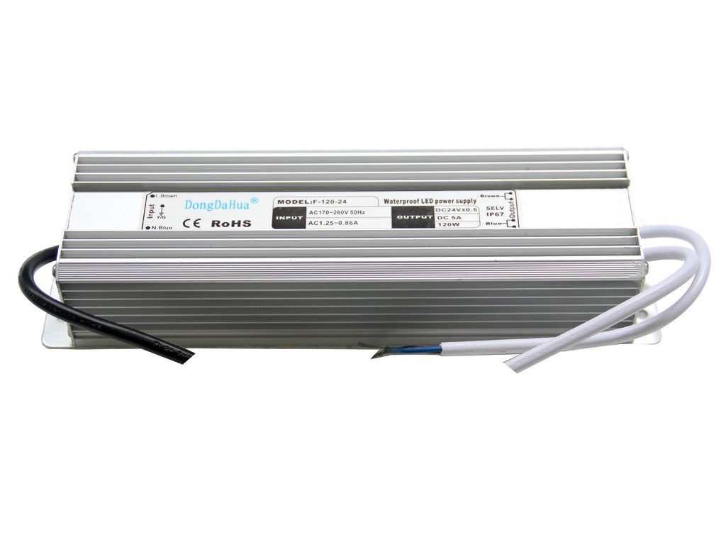 120W 5A Waterproof 24V DC LED Driver Single Output , IP68 LED Light Power Supply
