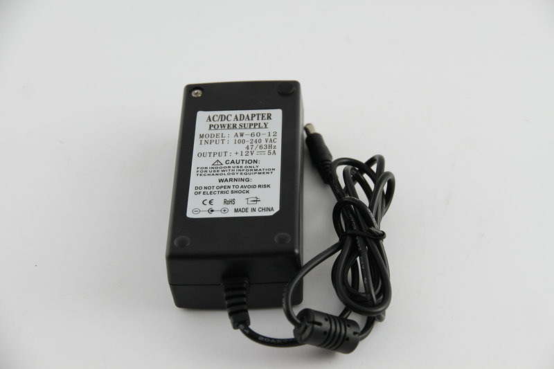 Black 60W 60Hz AC To 12 Volt Power Adapter 12 Volt IP54 With Stable Switching
