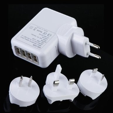 4 Port Universal USB Travel Charger Wall AC Adapter For Home , Multi Plug