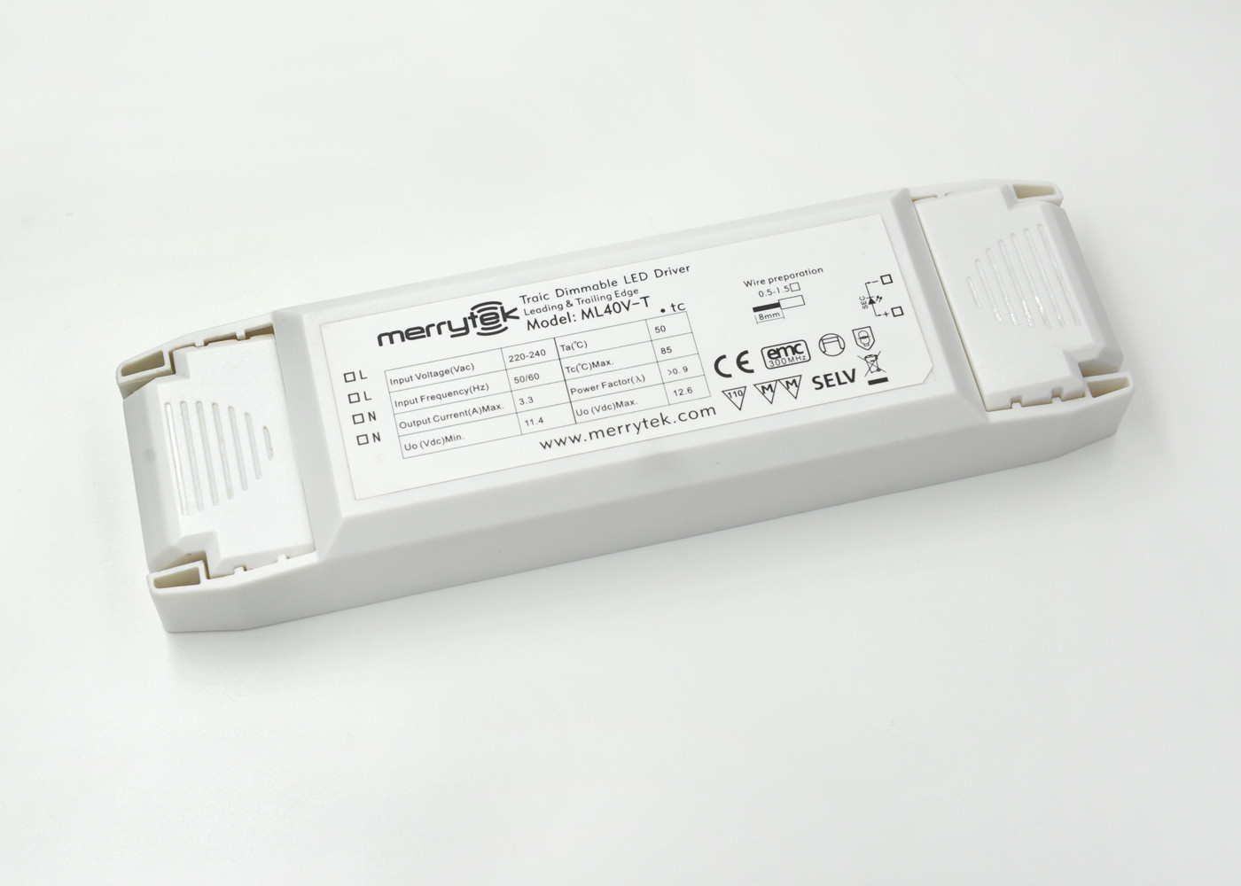White Plastic Enclosure Constant Voltage Dimmable LED Driver 12Vdc 50 / 60Hz