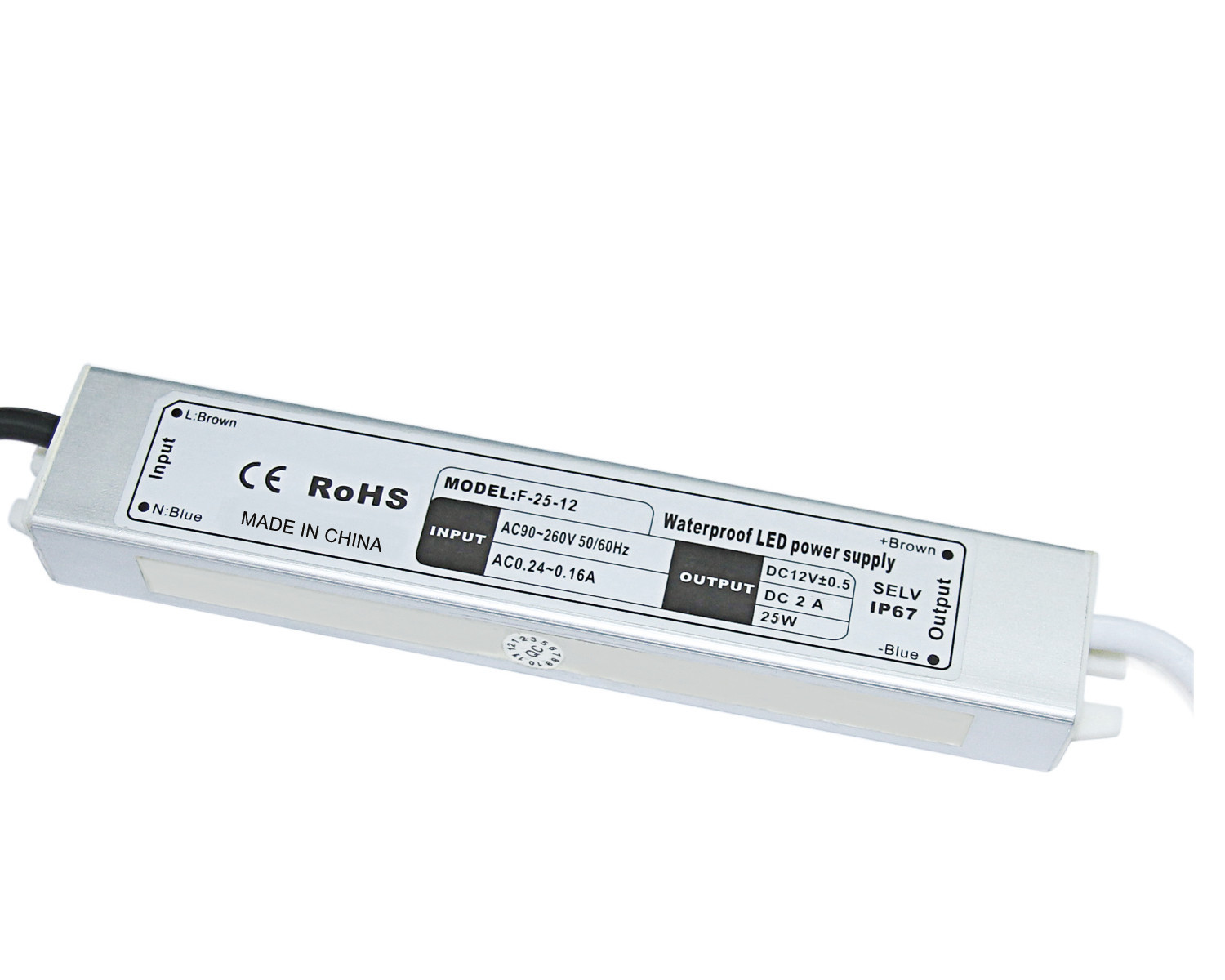 High Efficiency Input AC 110-264V 25W Waterproof LED Driver For Led Strip Light