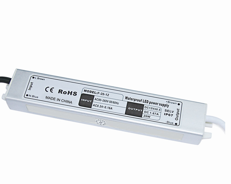 DC 12/24V AC 110-264V 20W Waterproof LED Driver For LCD Display